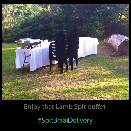 lamb spit buffet setup